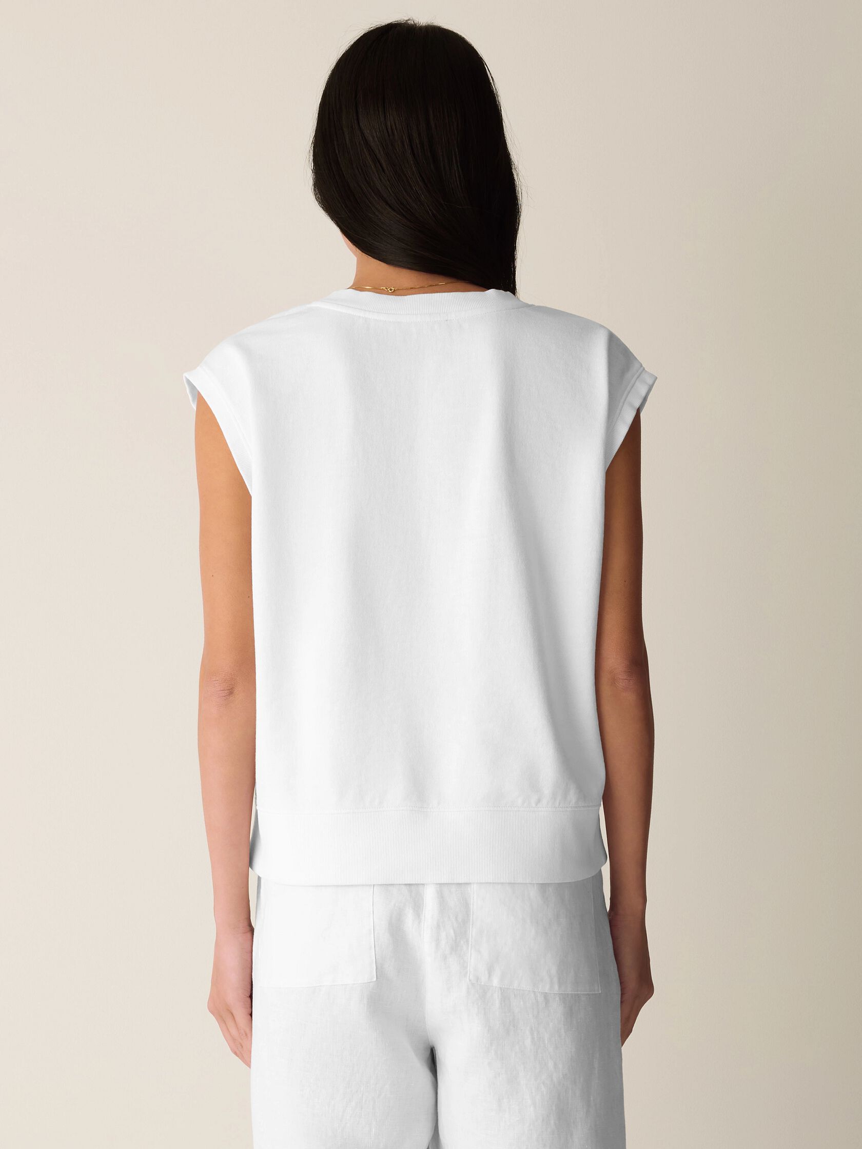 Garment-Dyed Organic Cotton Terry V-Neck Top