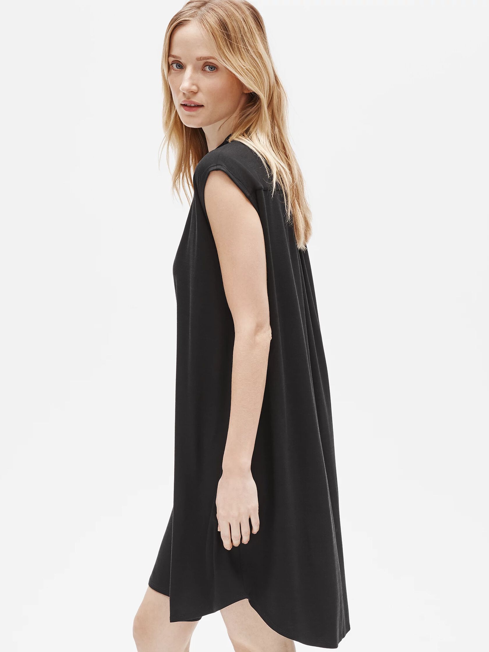 Fine Jersey Mandarin Collar Dress