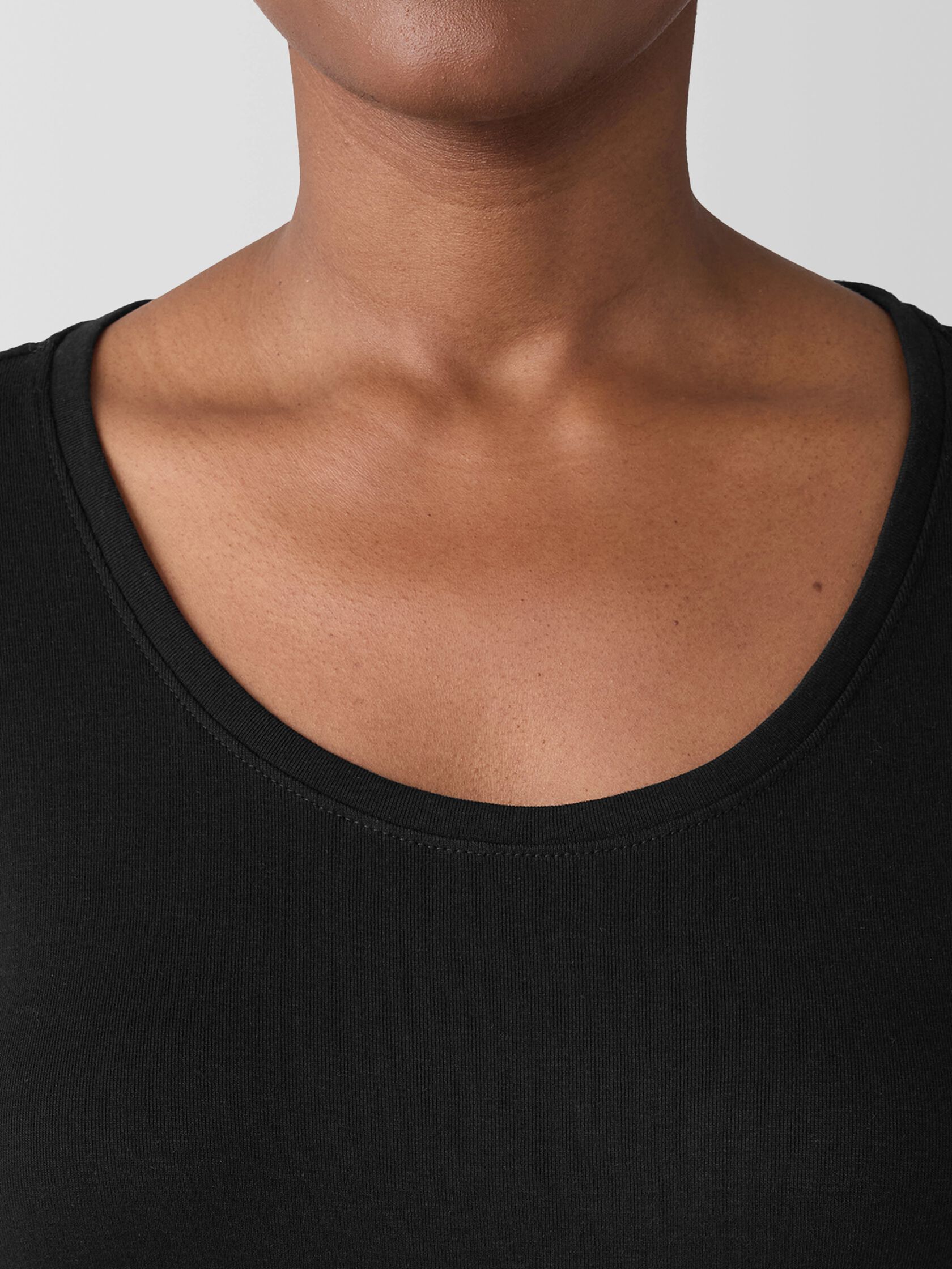 Ribbed Pima Cotton Blend Scoop Neck Top
