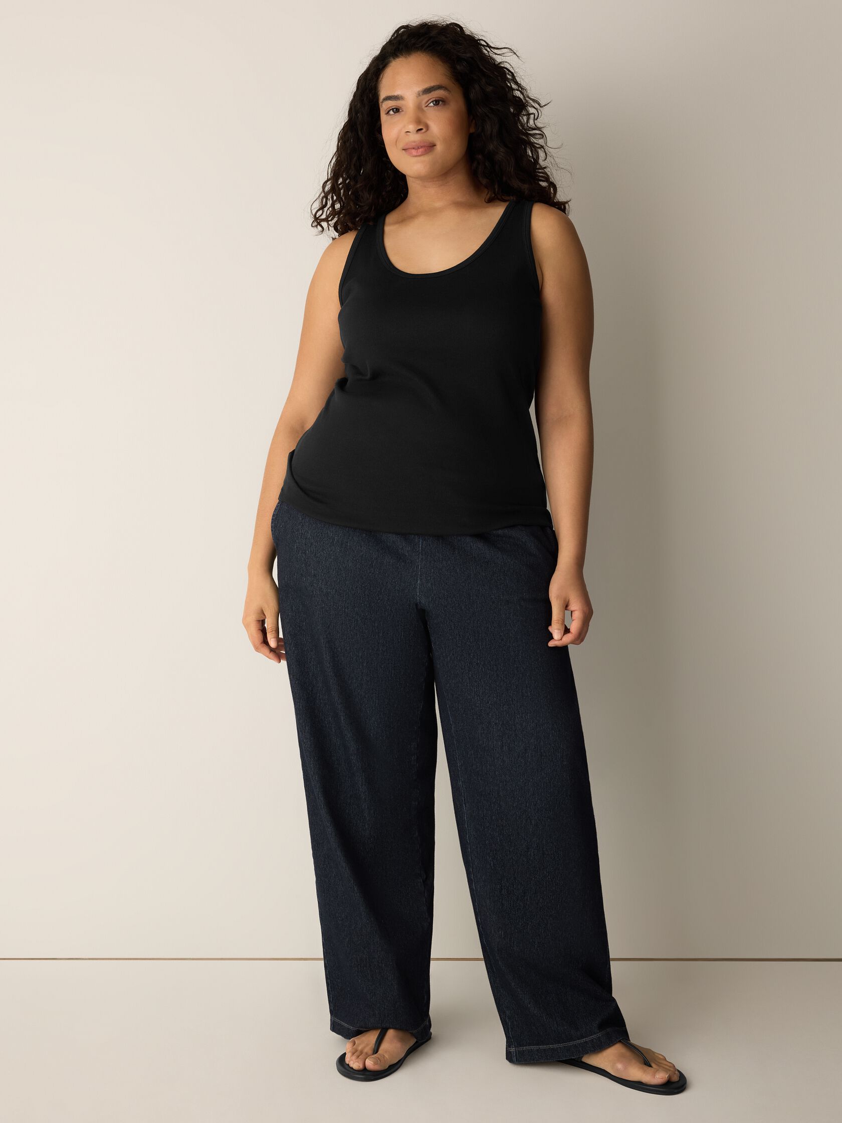 Organic Cotton Stretch Rib Scoop Neck Tank