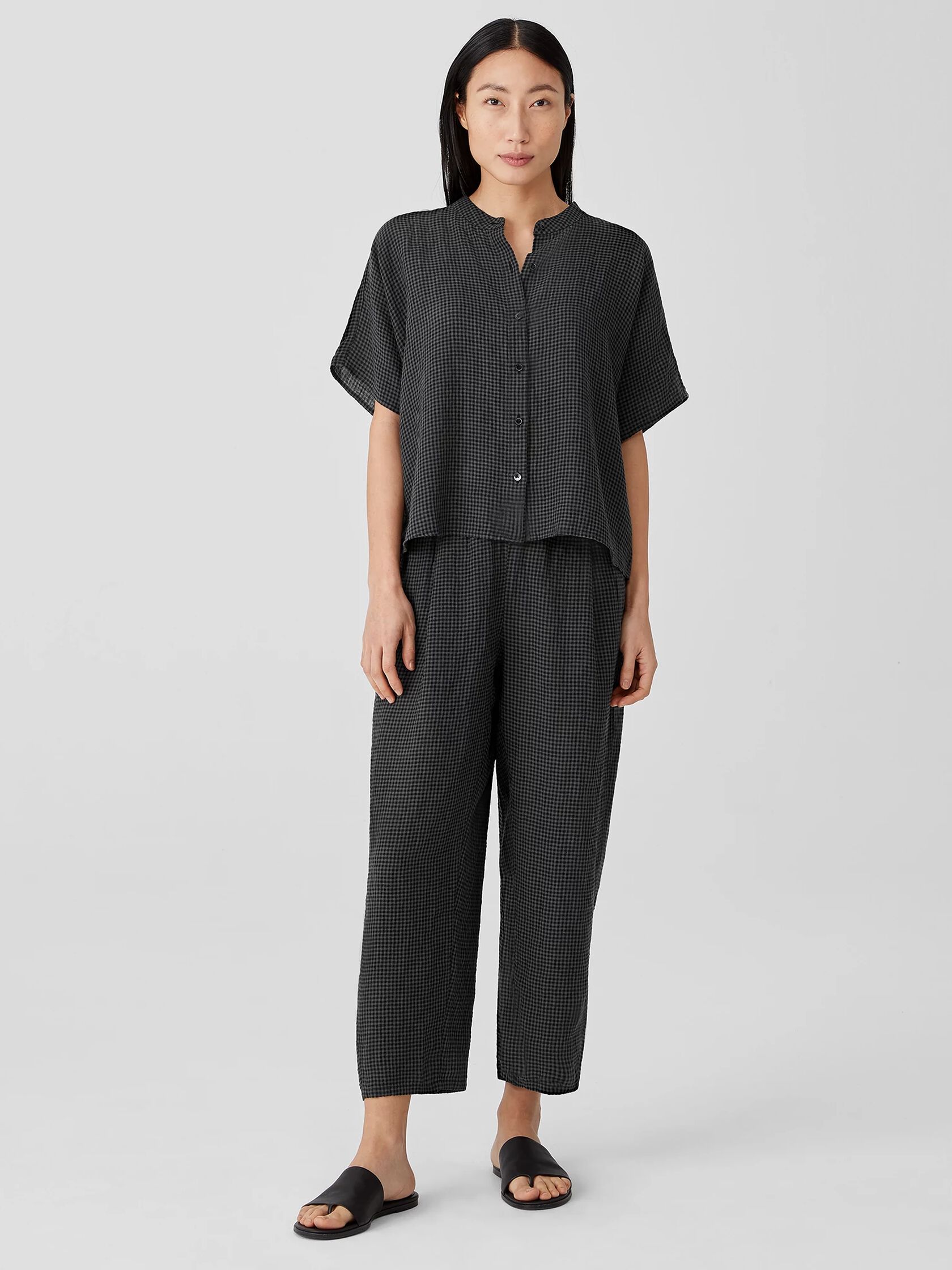 Puckered Organic Linen Lantern Pant