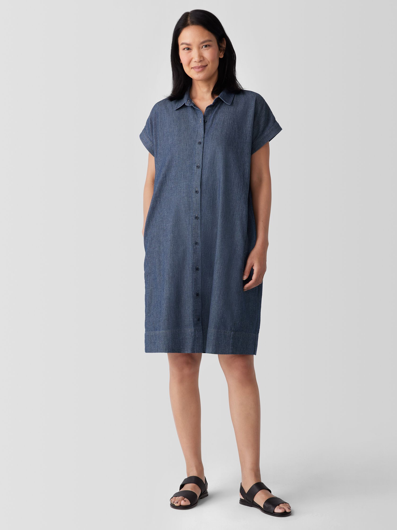 Airy Organic Cotton Twill Shirtdress