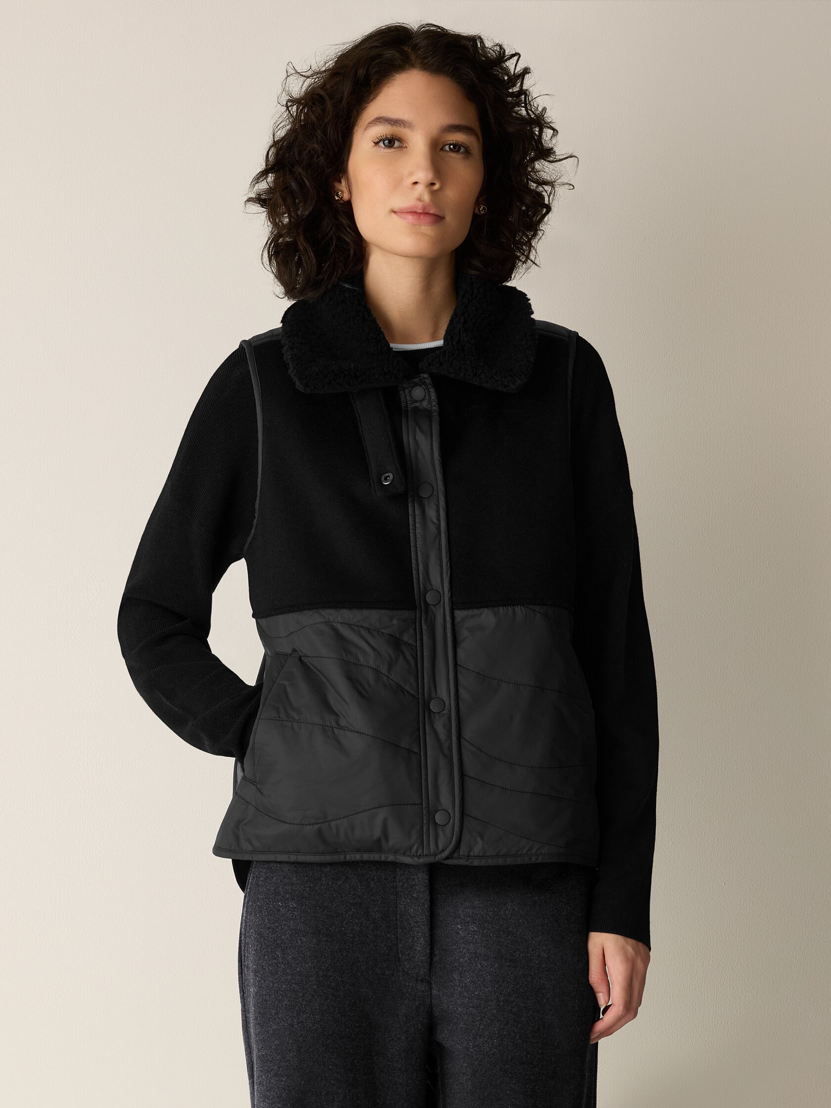 Eggshell Recycled Nylon Classic Collar Vest