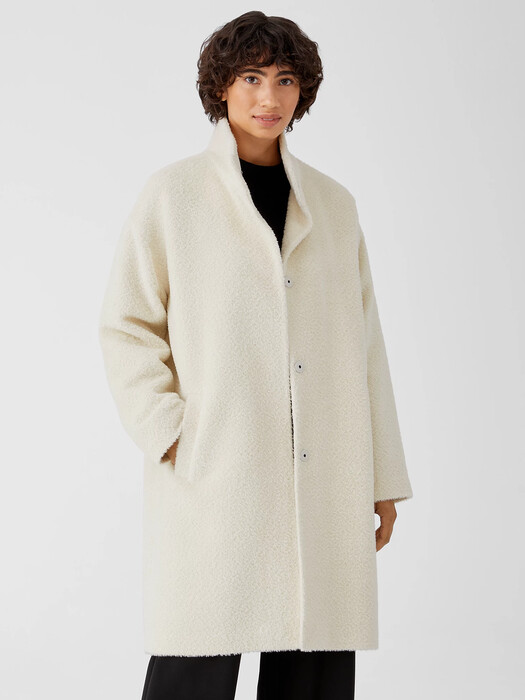 Sheared Suri Alpaca Stand Collar Coat