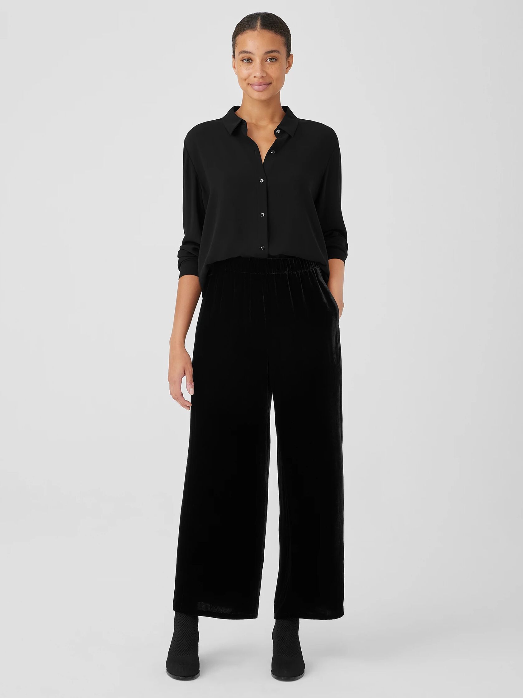 Velvet Wide-Leg Pant