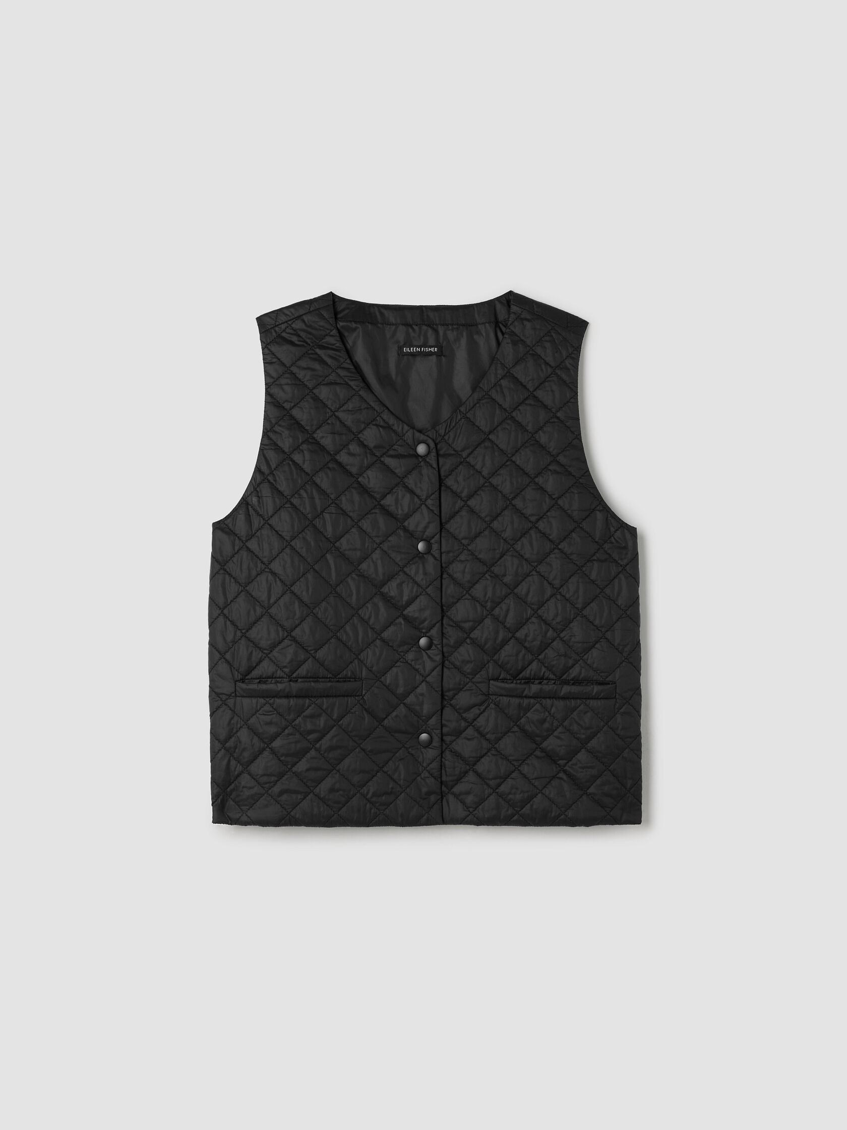 Eggshell Recycled Nylon Quilted V-Neck Vest