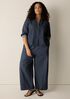 Airy Organic Cotton Twill Band Collar Shirt