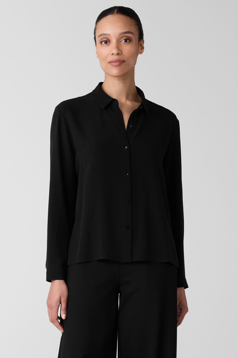 Silk Georgette Crepe Classic Collar Shirt Silk Georgette Crepe Classic Collar Shirt