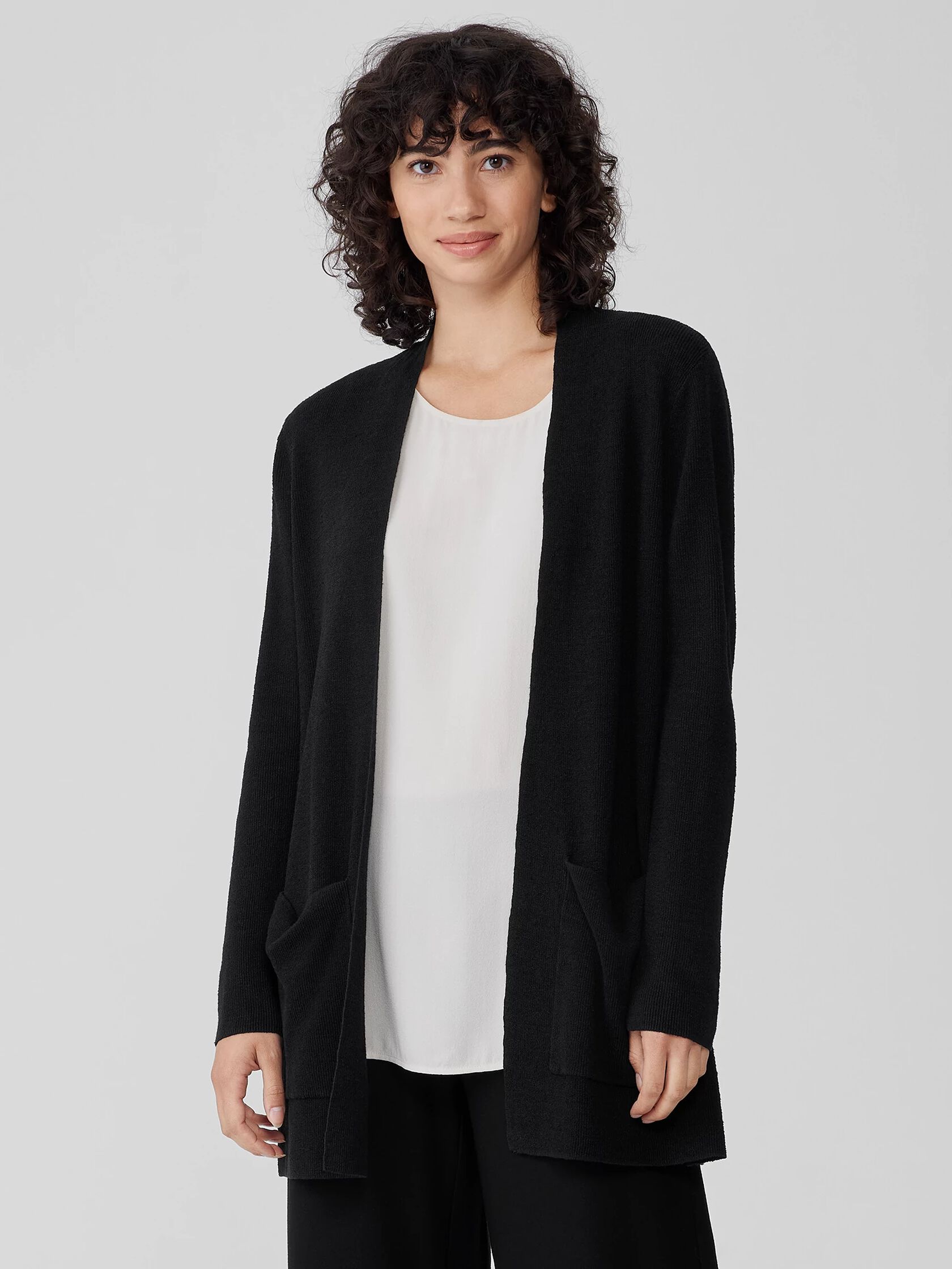 Linen Crepe Stretch Cardigan