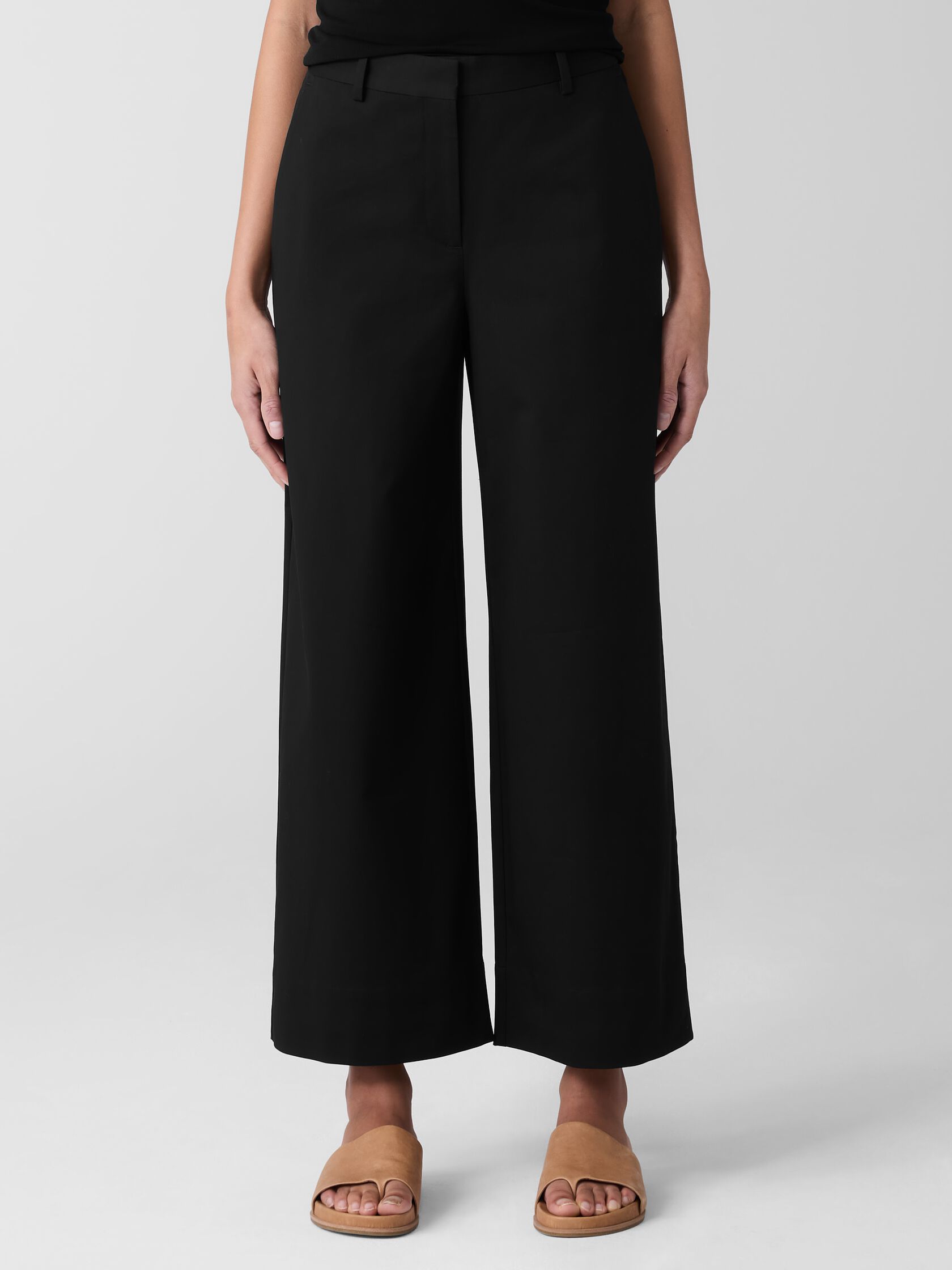 Stretch Cotton Twill Wide-Leg Trouser Pant