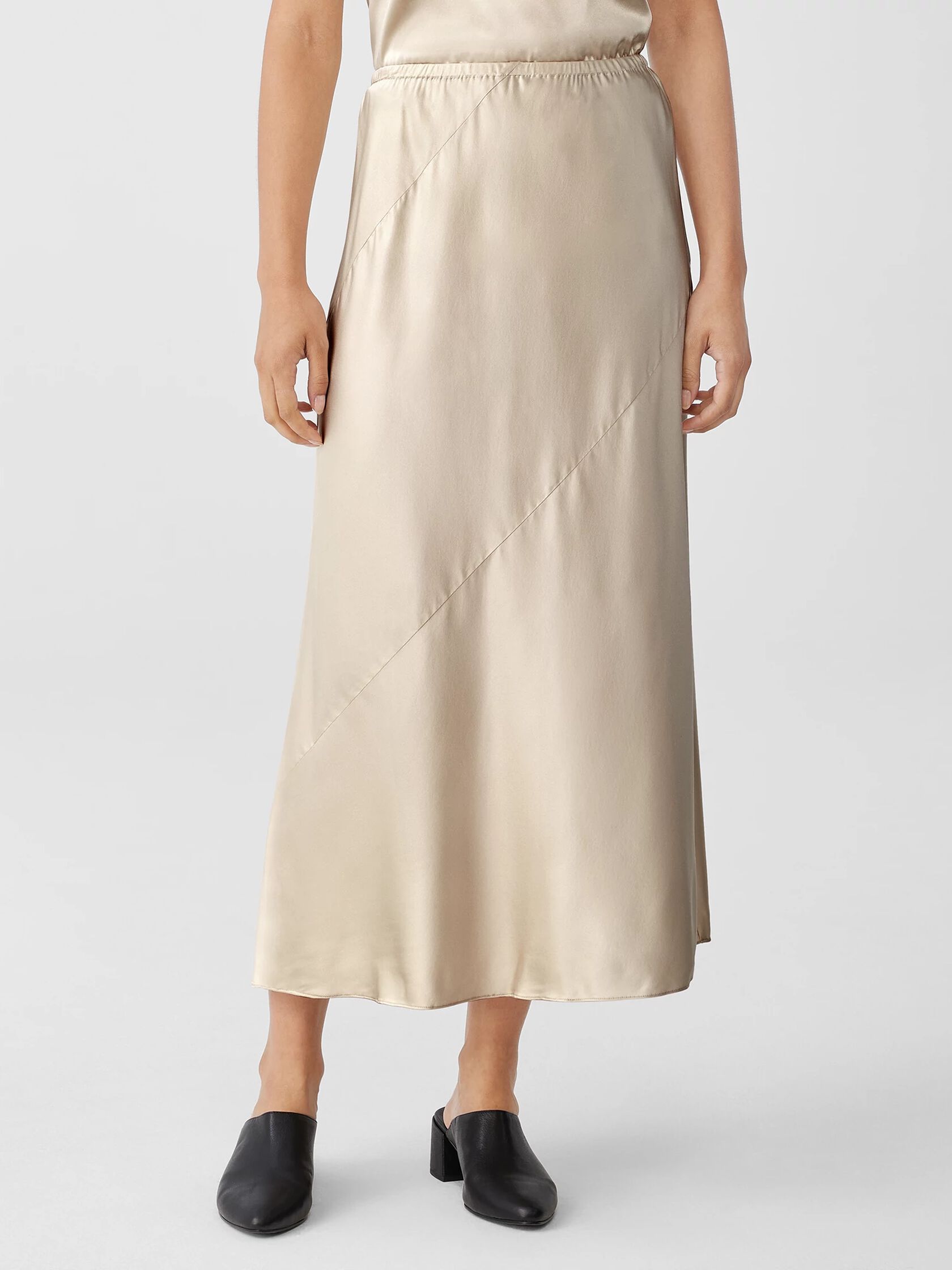 Stretch Silk Charmeuse Bias Skirt | EILEEN FISHER