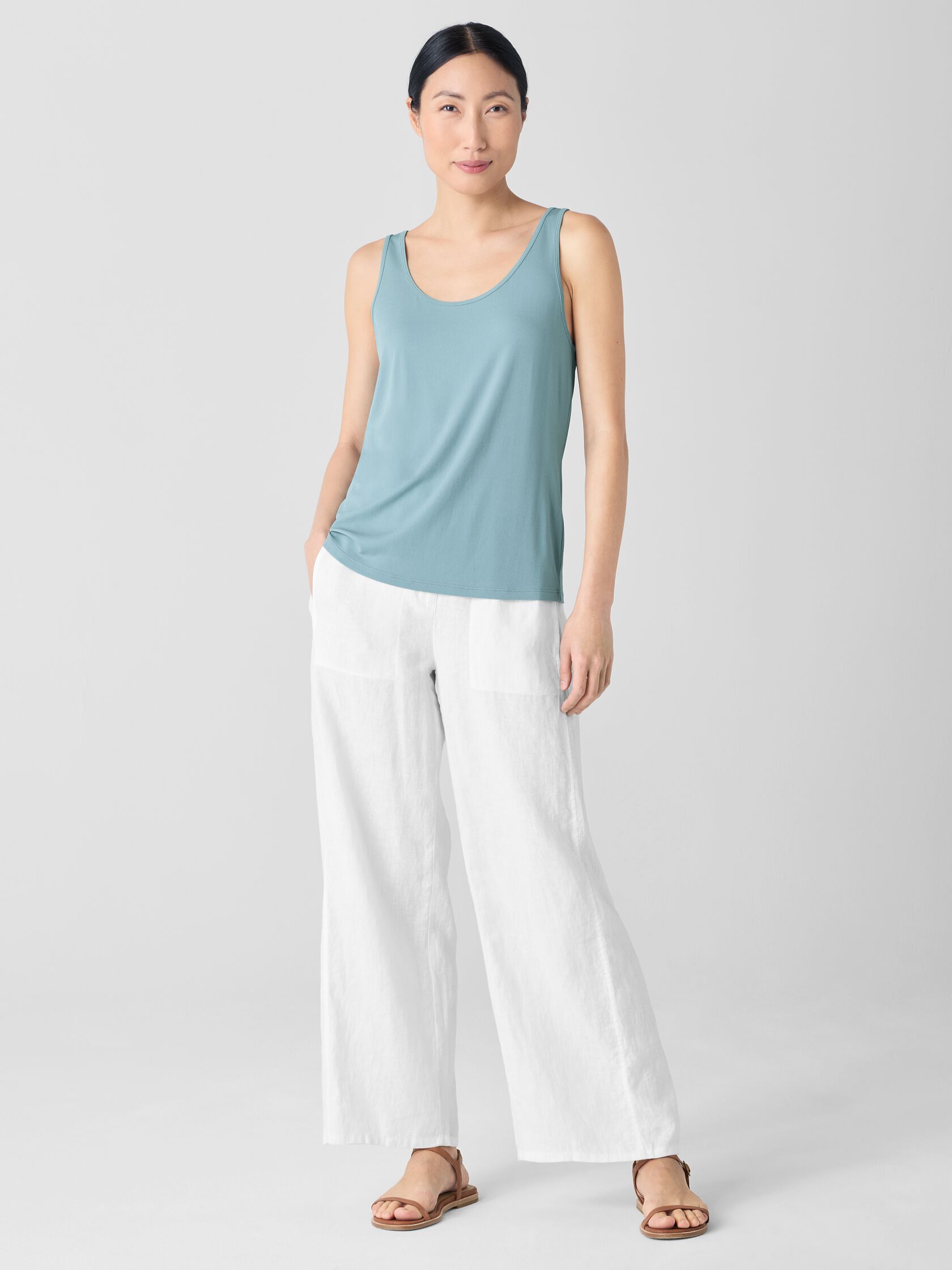 Stretch Silk Jersey Scoop Neck Tank