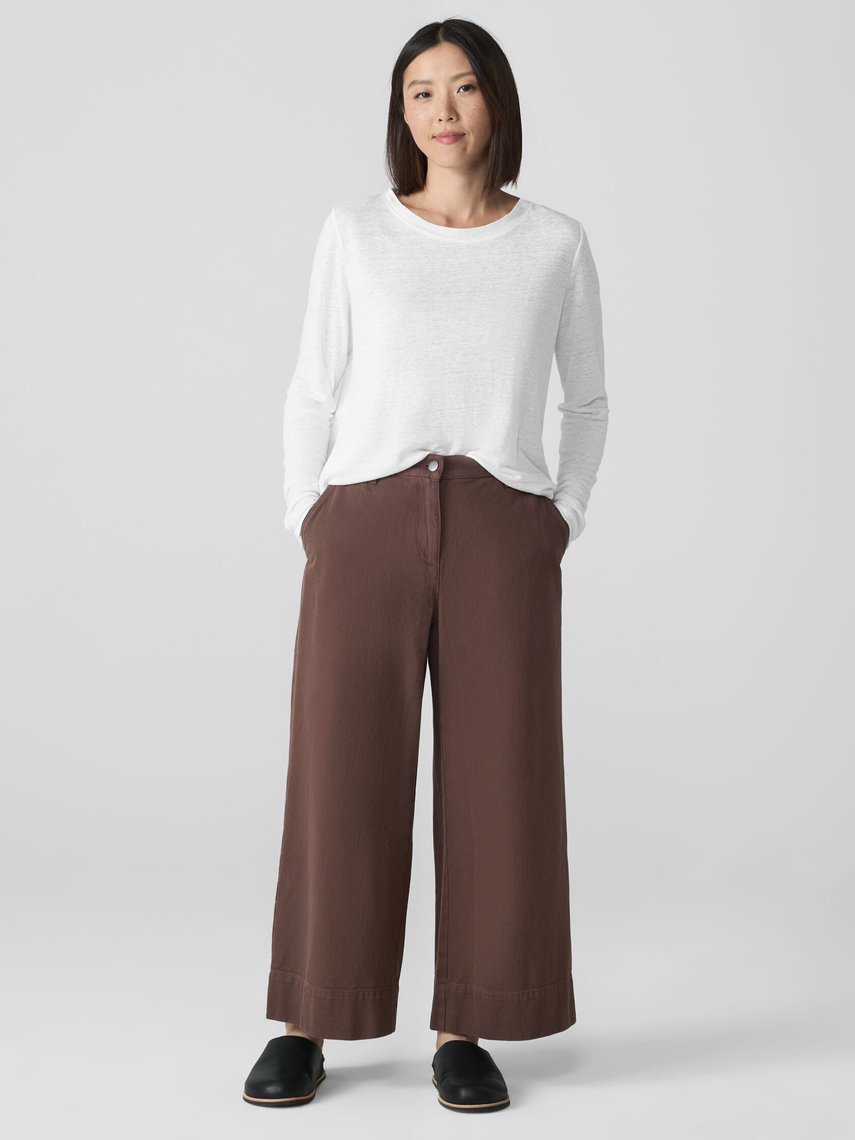 Garment-Dyed Utility Cotton Wide-Leg Pant