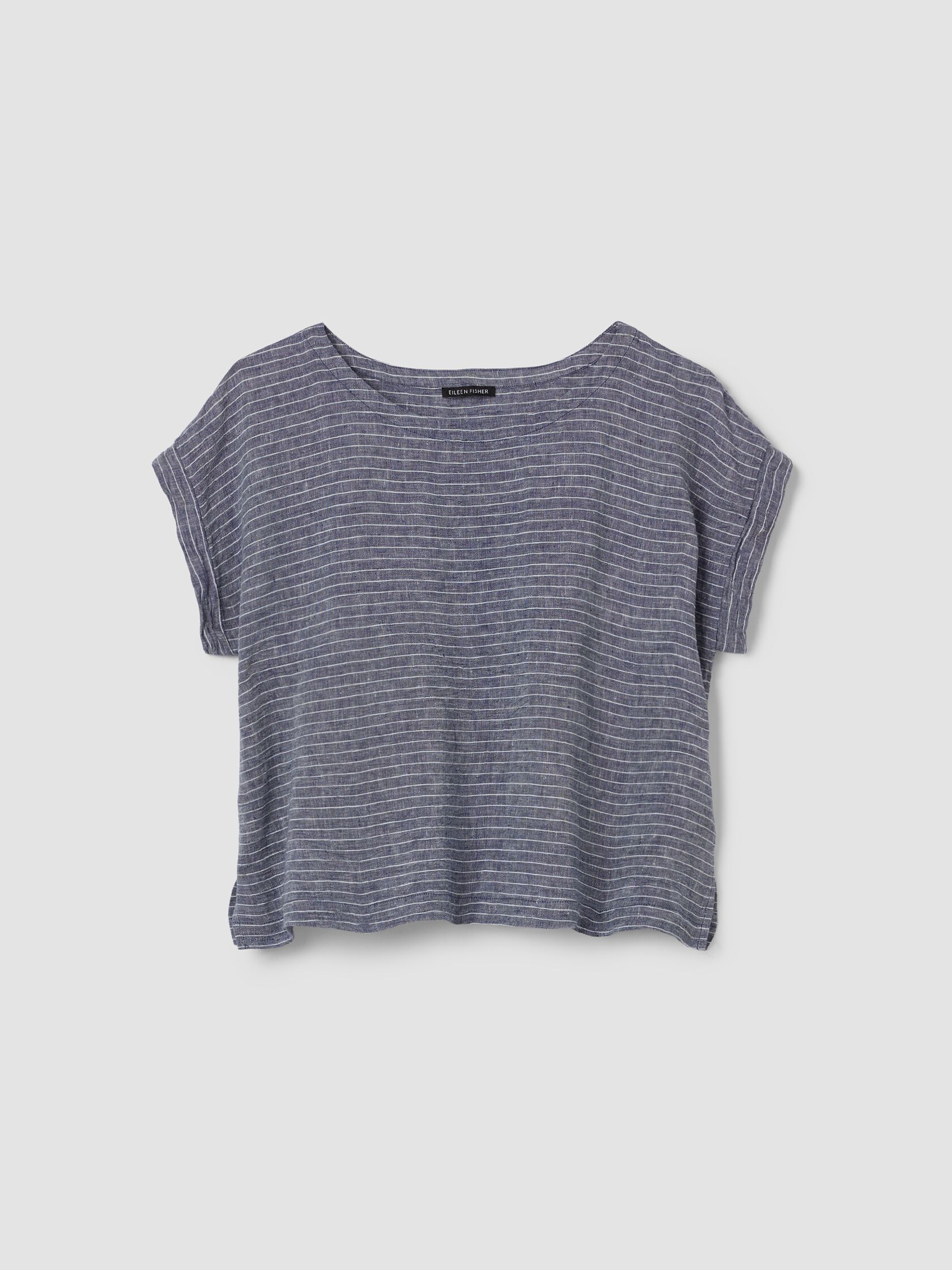 Puckered Organic Linen Ballet Neck Top