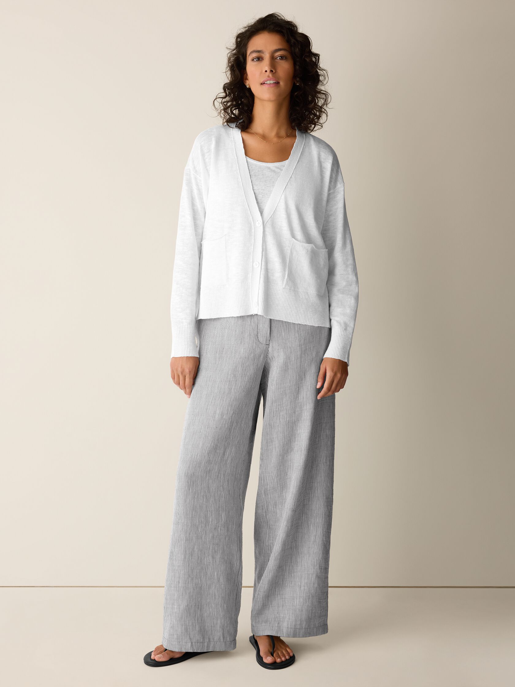 Organic Linen Cotton Slub Slouchy Cardigan