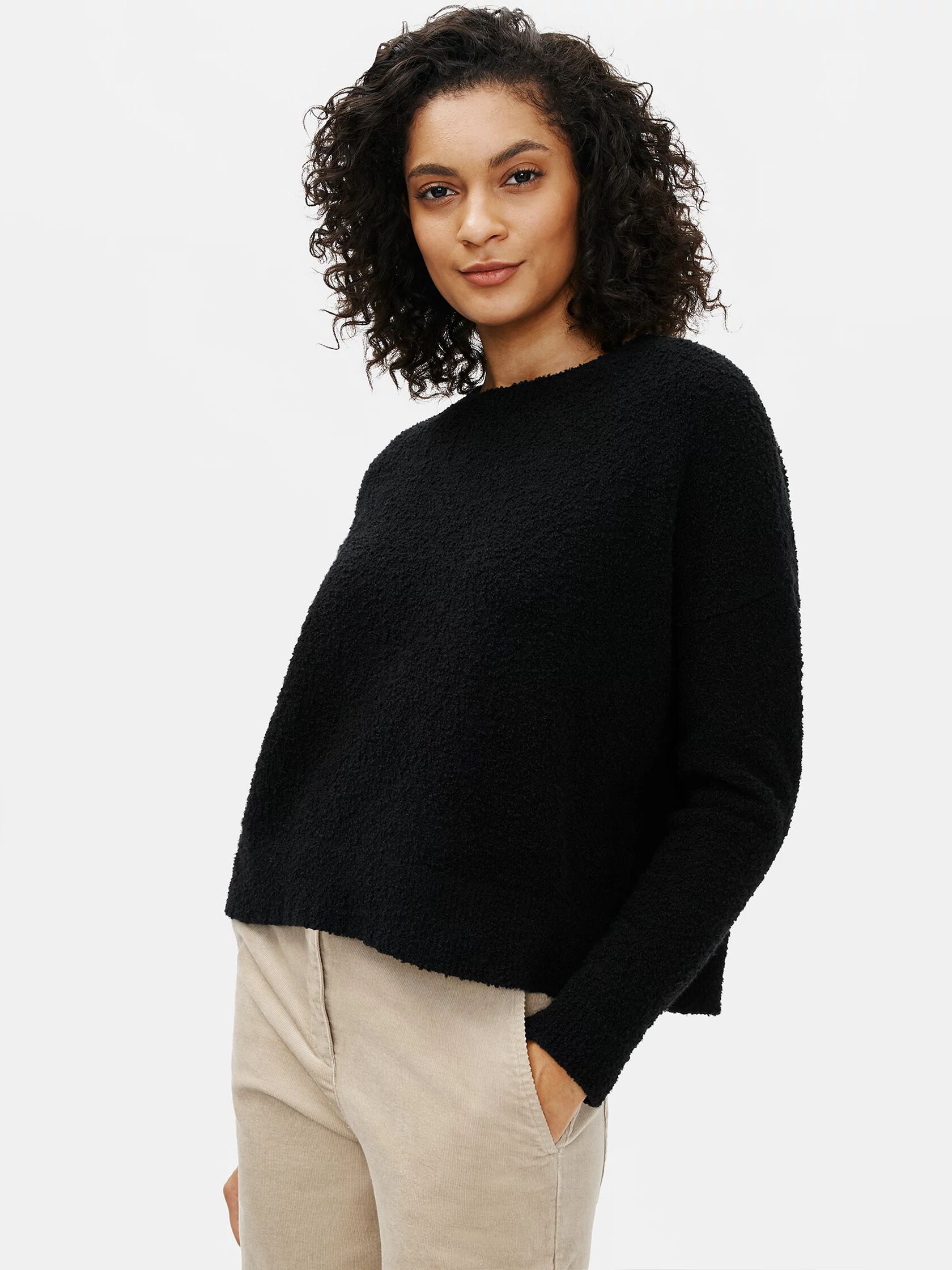 Organic Cotton Boucle Crew Neck Box-Top