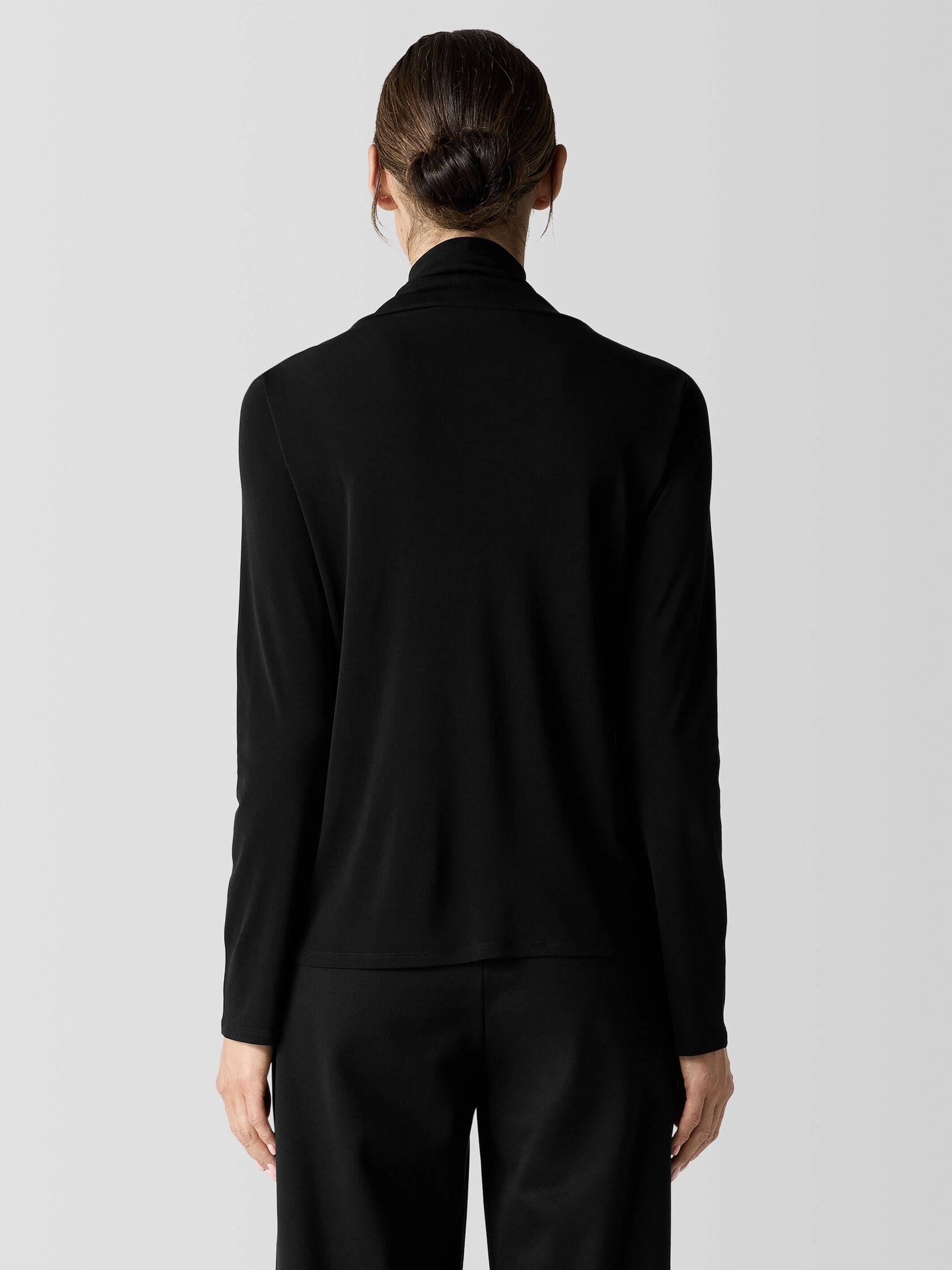 Stretch Silk Jersey Turtleneck Top