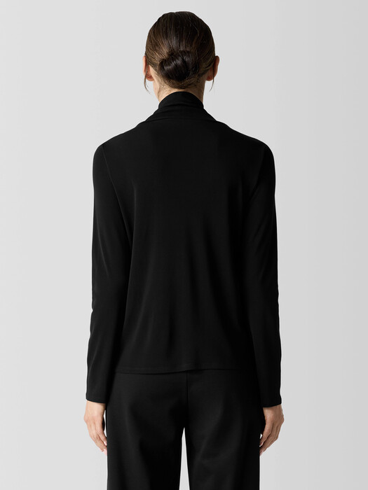 Stretch Silk Jersey Turtleneck Top
