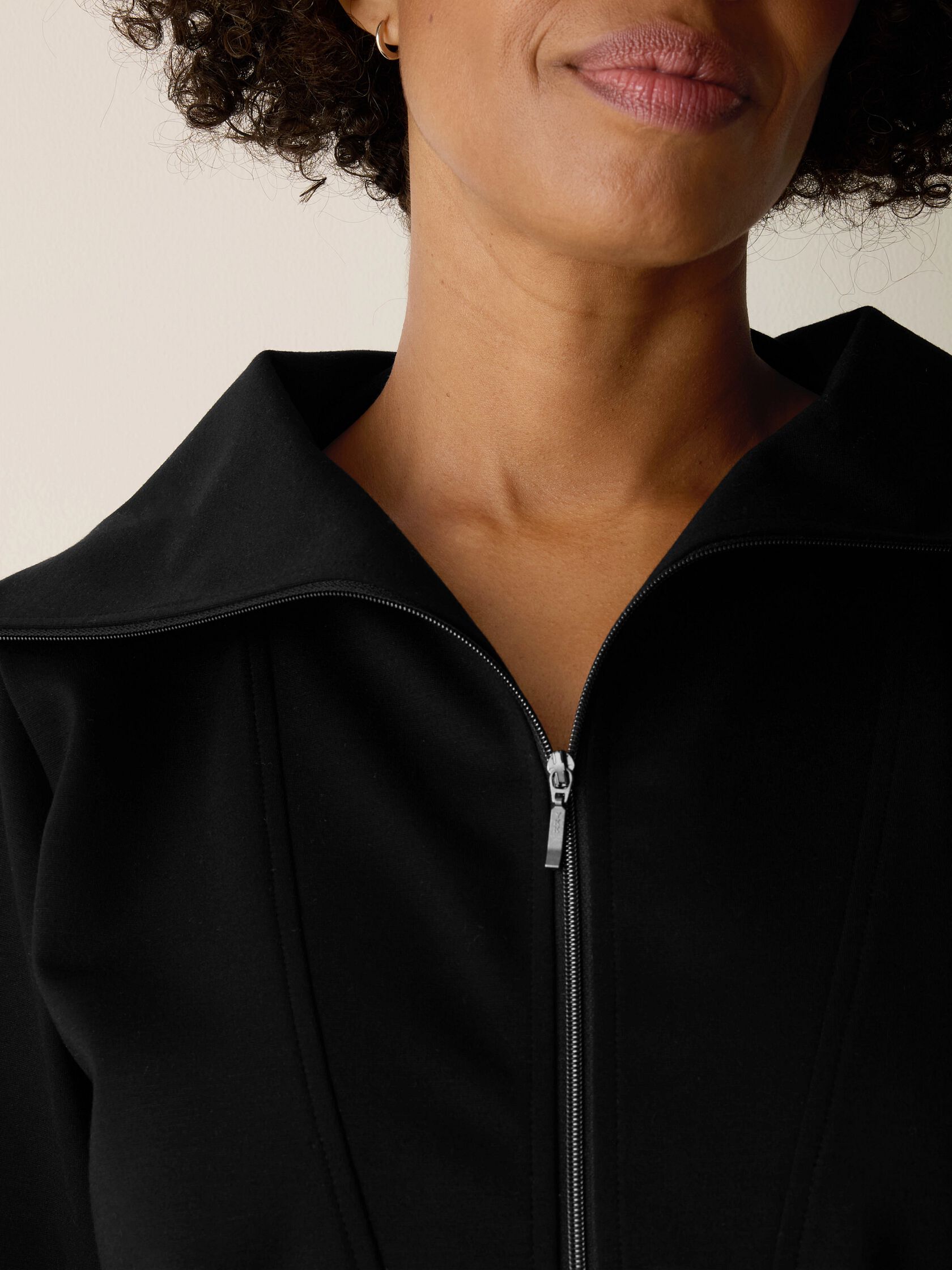 Lightweight Ponte Funnel Neck Top