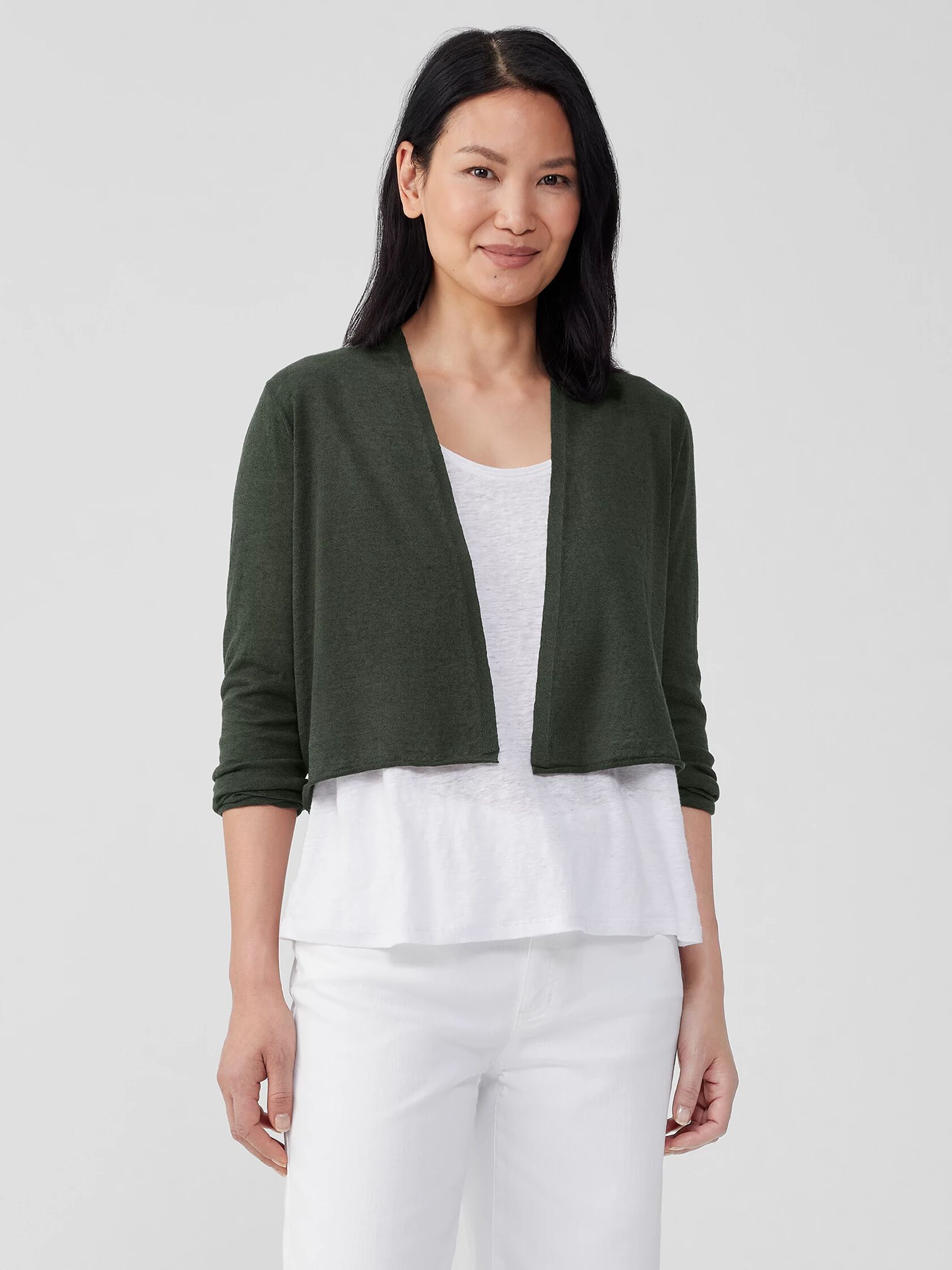 Organic Linen Cotton Jersey Cropped Cardigan