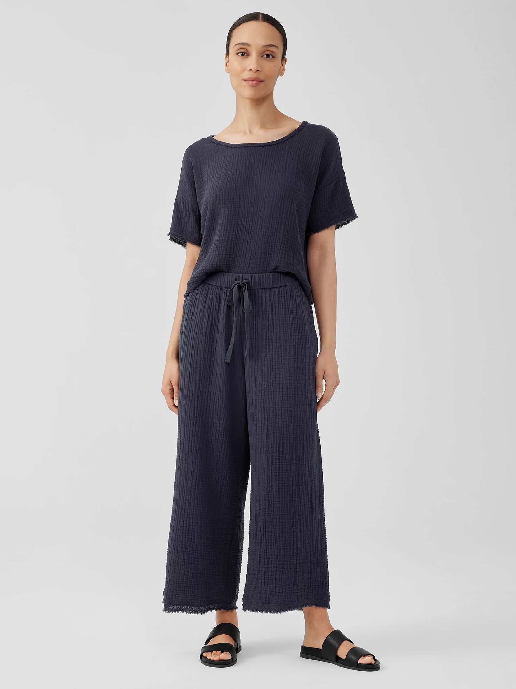 Organic Cotton Gauze Wide-Leg Pant