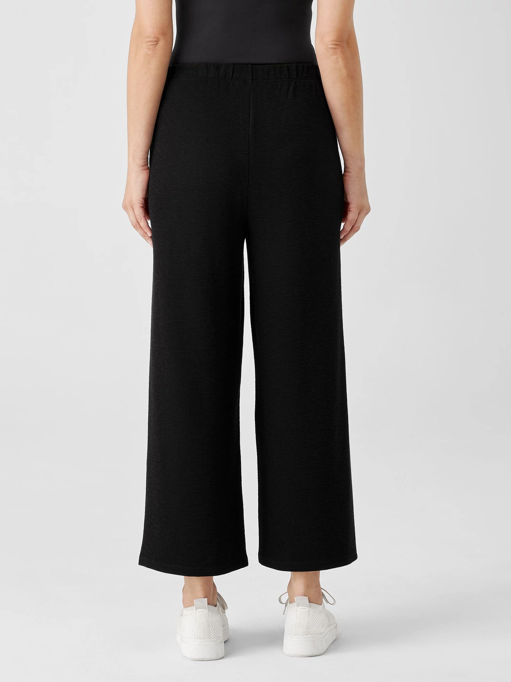 Organic Cotton Slubby Rib Knit Wide-Leg Pant