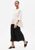 Sheer Silk Georgette Elbow-Sleeve Top
