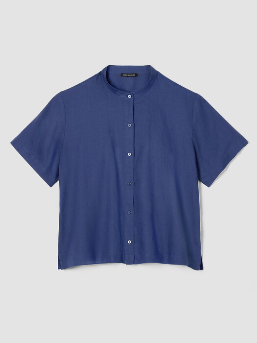 Organic Handkerchief Linen Band Collar Shirt