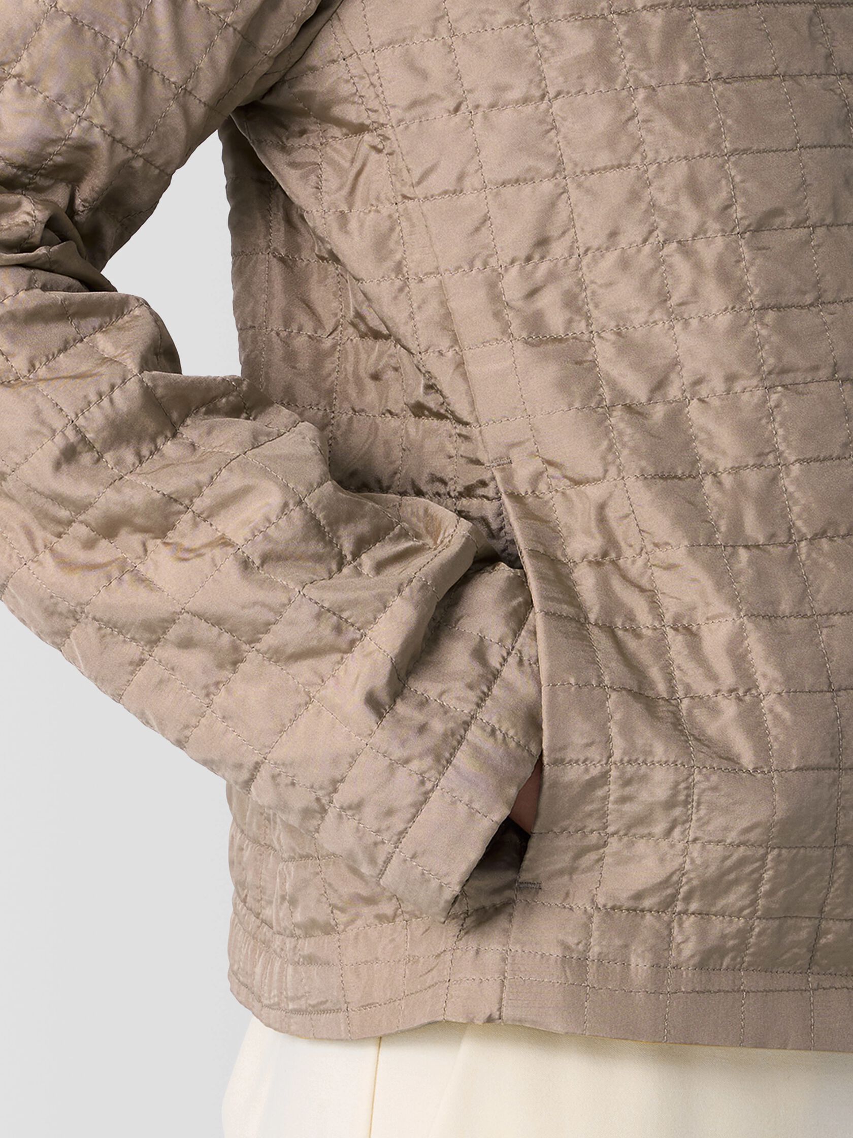 Silk Habutai Quilted Round Neck Jacket