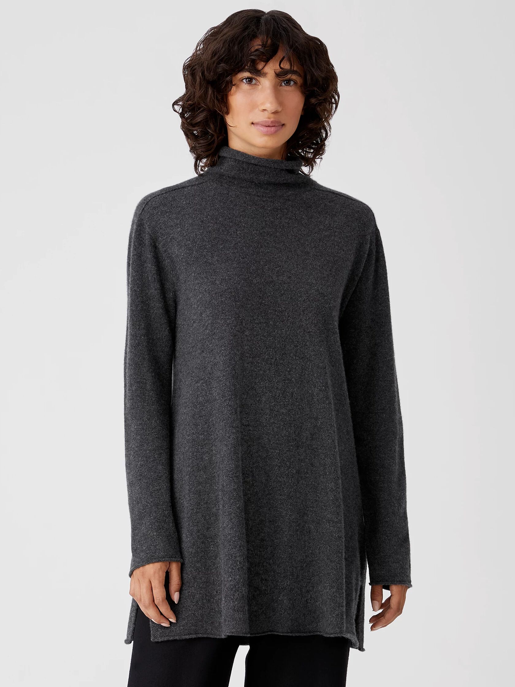 Italian Cashmere Turtleneck Long Top