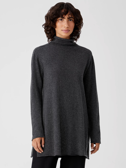 Italian Cashmere Turtleneck Long Top