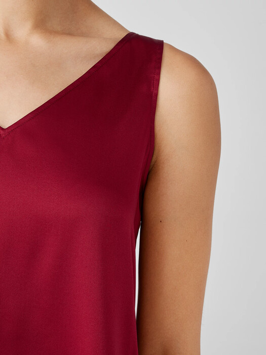 Stretch Silk Charmeuse V-Neck Tank