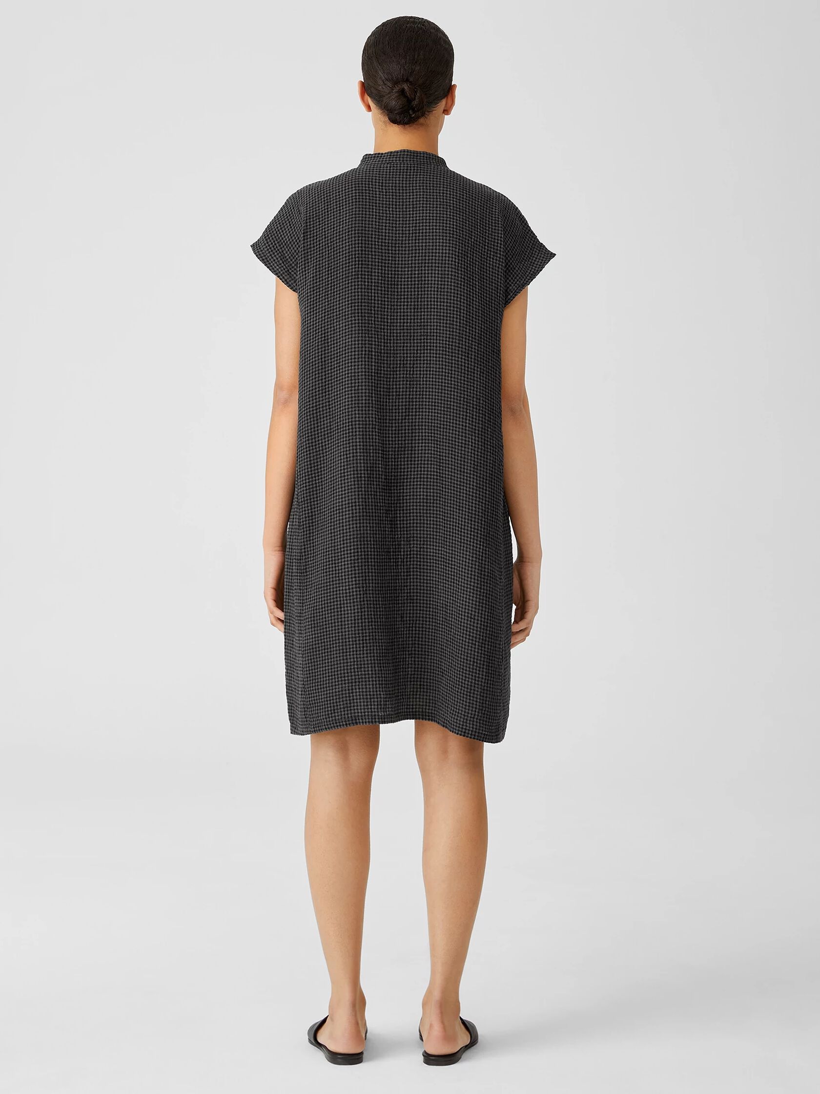 Puckered Organic Linen Shirtdress