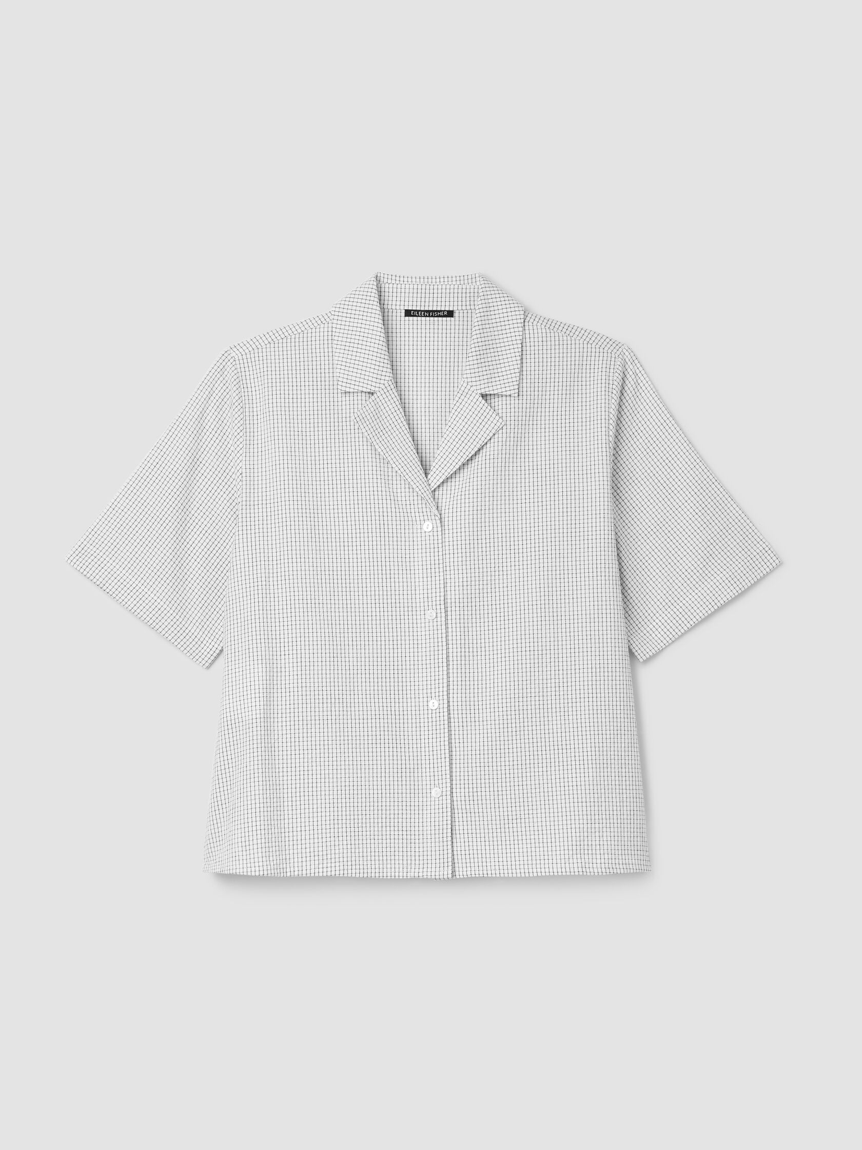 Organic Cotton Ripple Checkered Notch Collar Shirt