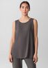 Silk Georgette Crepe Ballet Neck Long Tank