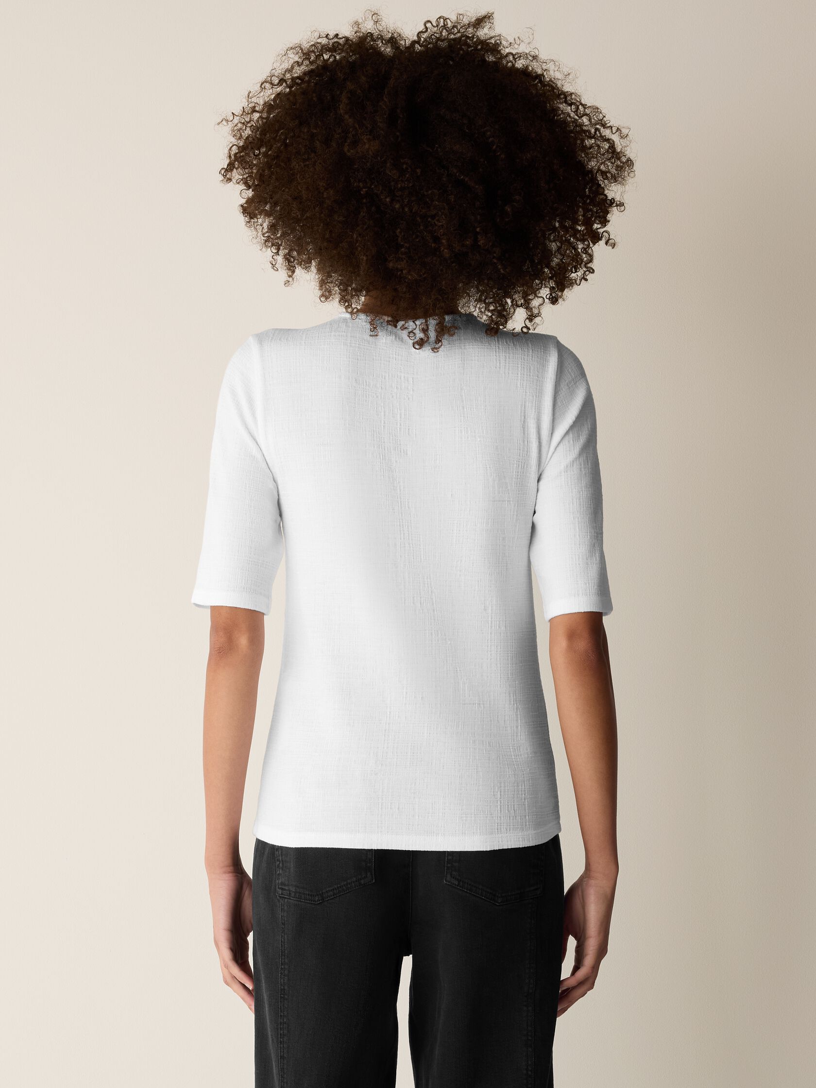Cross Hatch Stretch Jersey Crew Neck Top