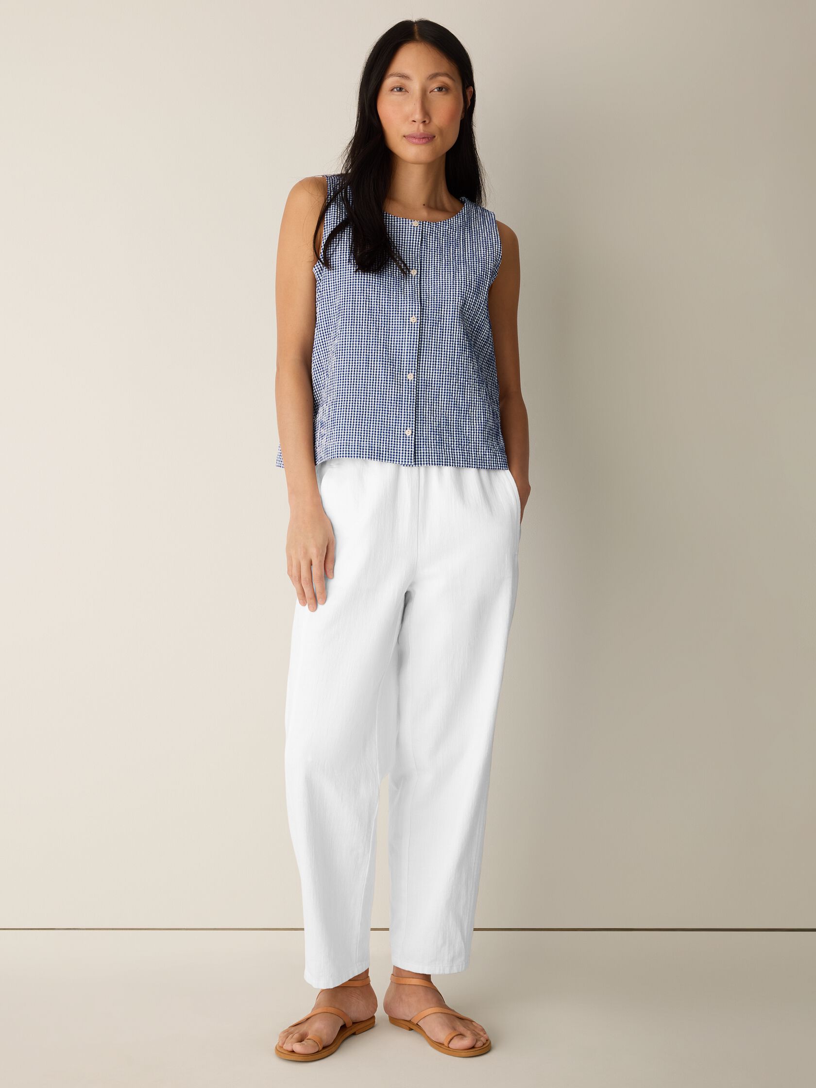 Organic Cotton Pucker Check Vest