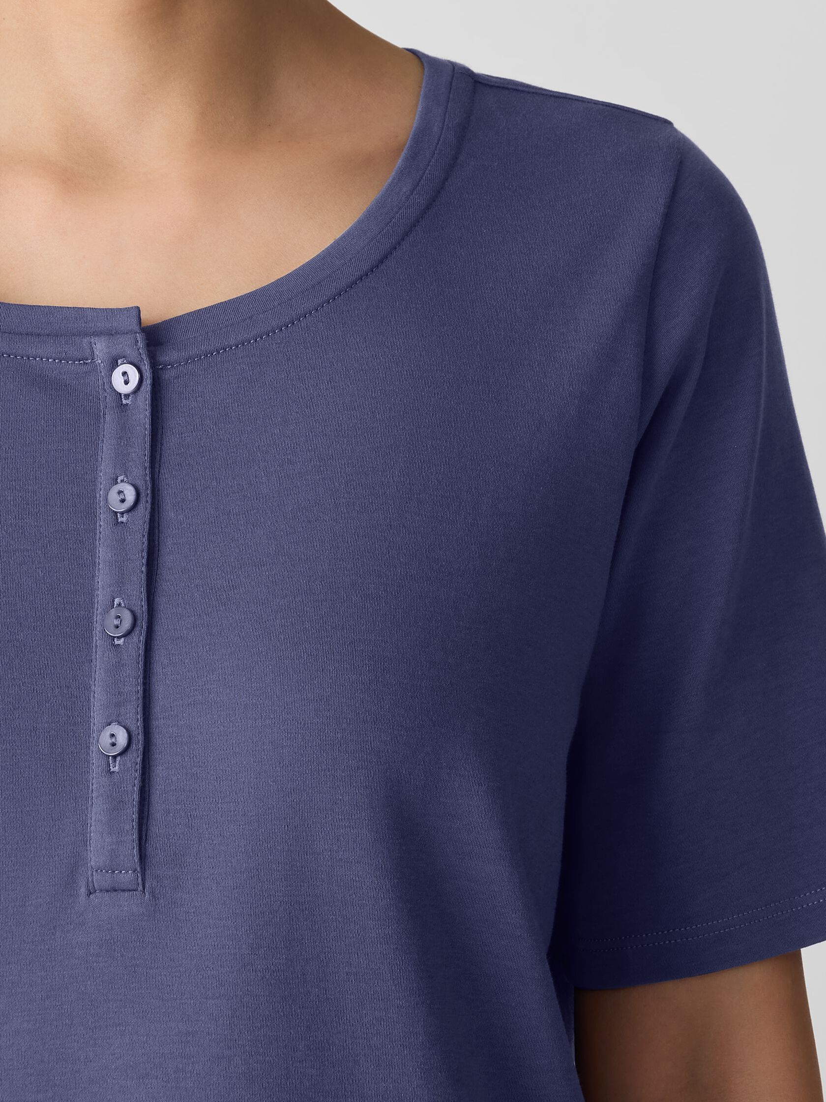 Organic Cotton Interlock Henley Sleep Top