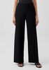 Washable Stretch Crepe High-Waisted Wide Pant