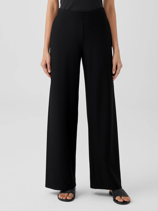 Washable Stretch Crepe High-Waisted Wide Pant