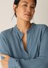 Silk Georgette Crepe Band Collar Top
