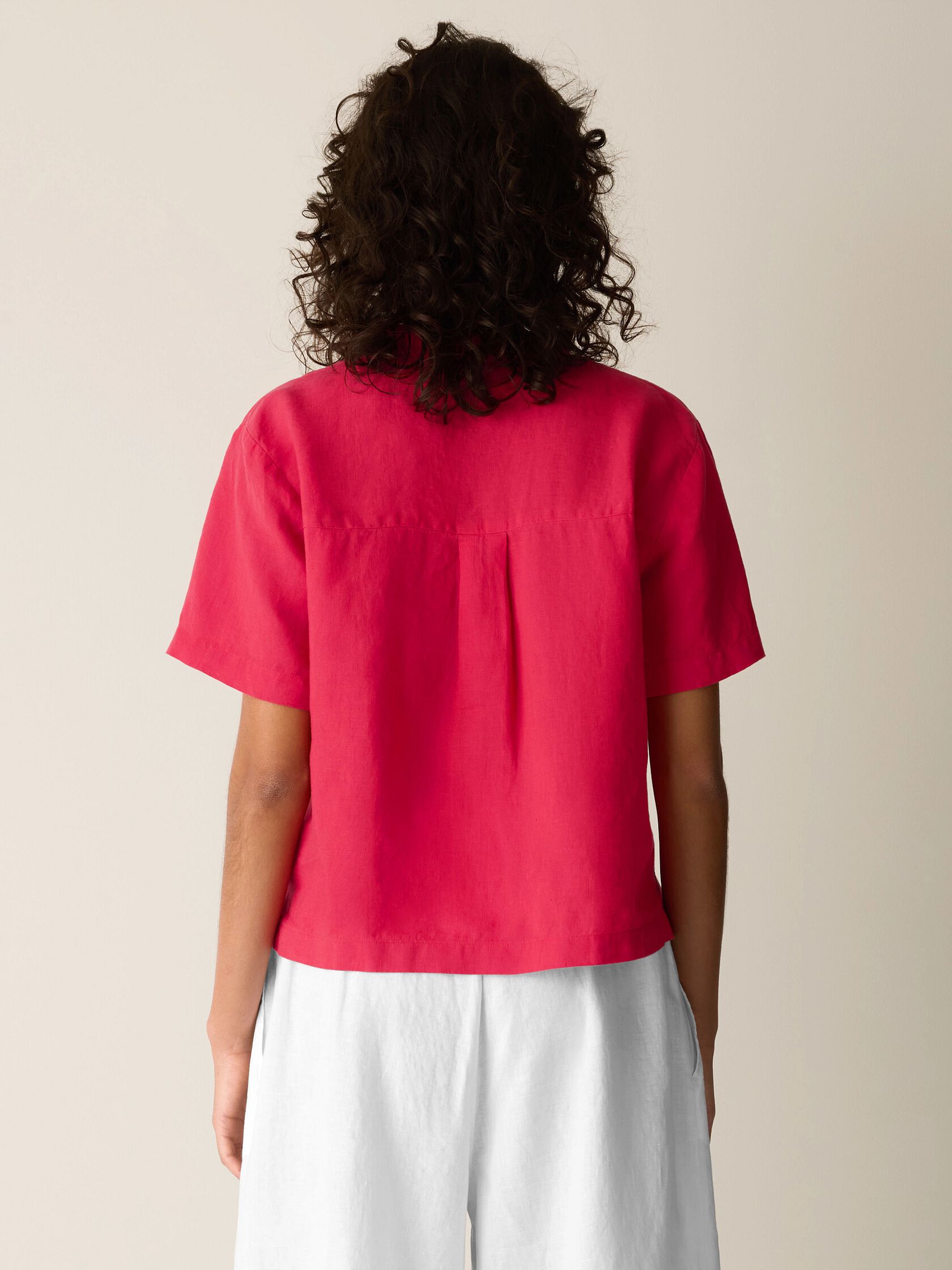 Organic Handkerchief Linen Band Collar Shirt