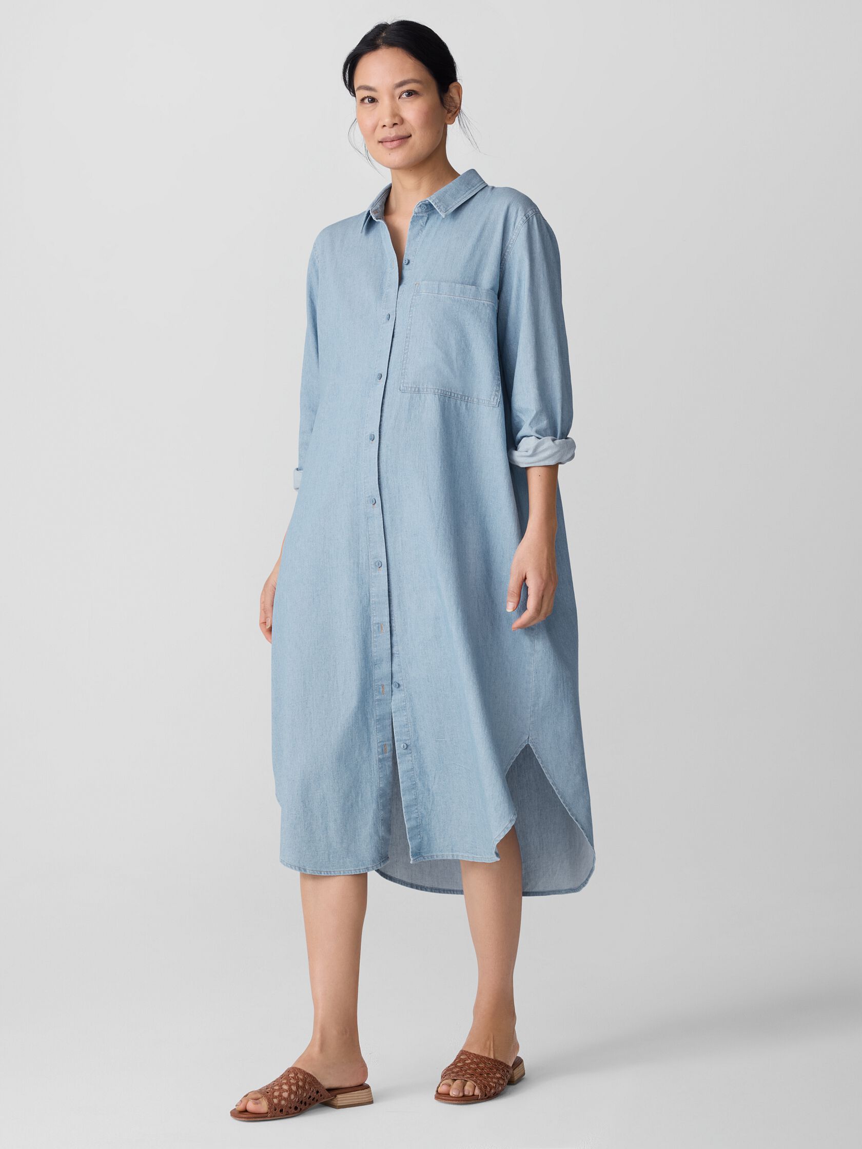 Airy Organic Cotton Twill Shirtdress