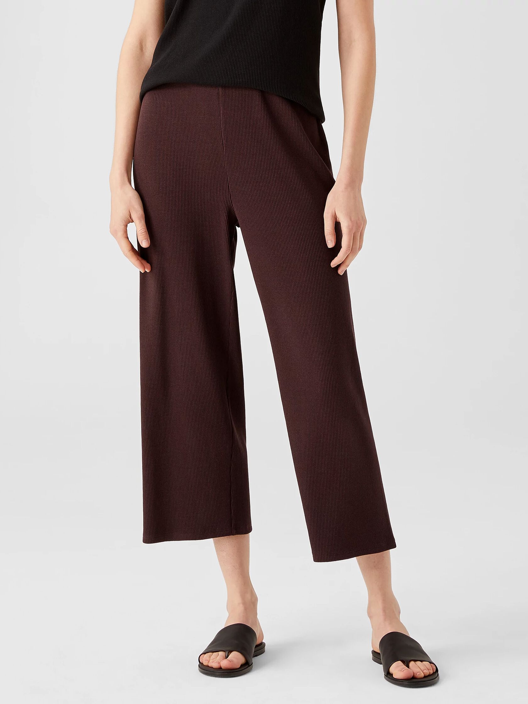 Ribbed Organic Cotton Blend Straight Pant