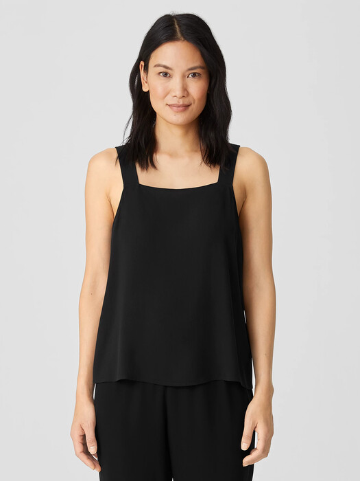 Silk Georgette Crepe Square Neck Tank