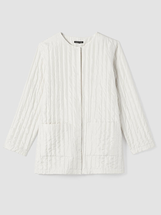 46 Rond Jacket Silk Habutai Quilted Round Neck Jacket | EILEEN FISHER