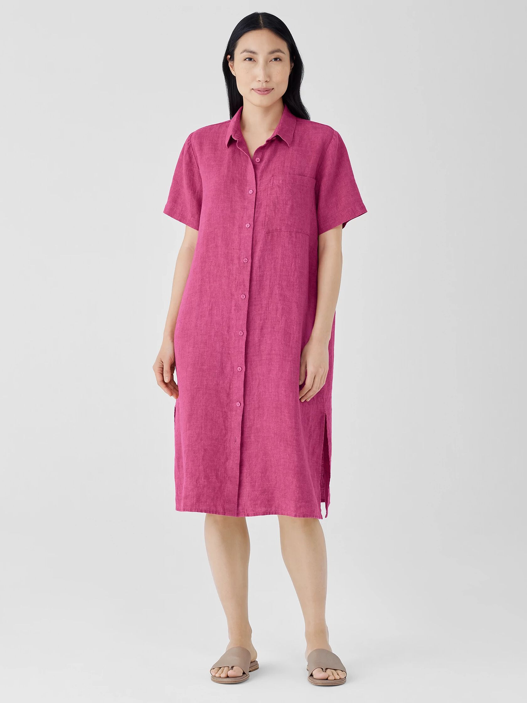 Washed Organic Linen Délavé Shirtdress