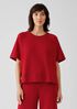 Organic Cotton Slubby Rib Knit Elbow-Sleeve Top