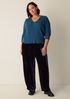 Italian Cashmere Ribbed V-Neck Top