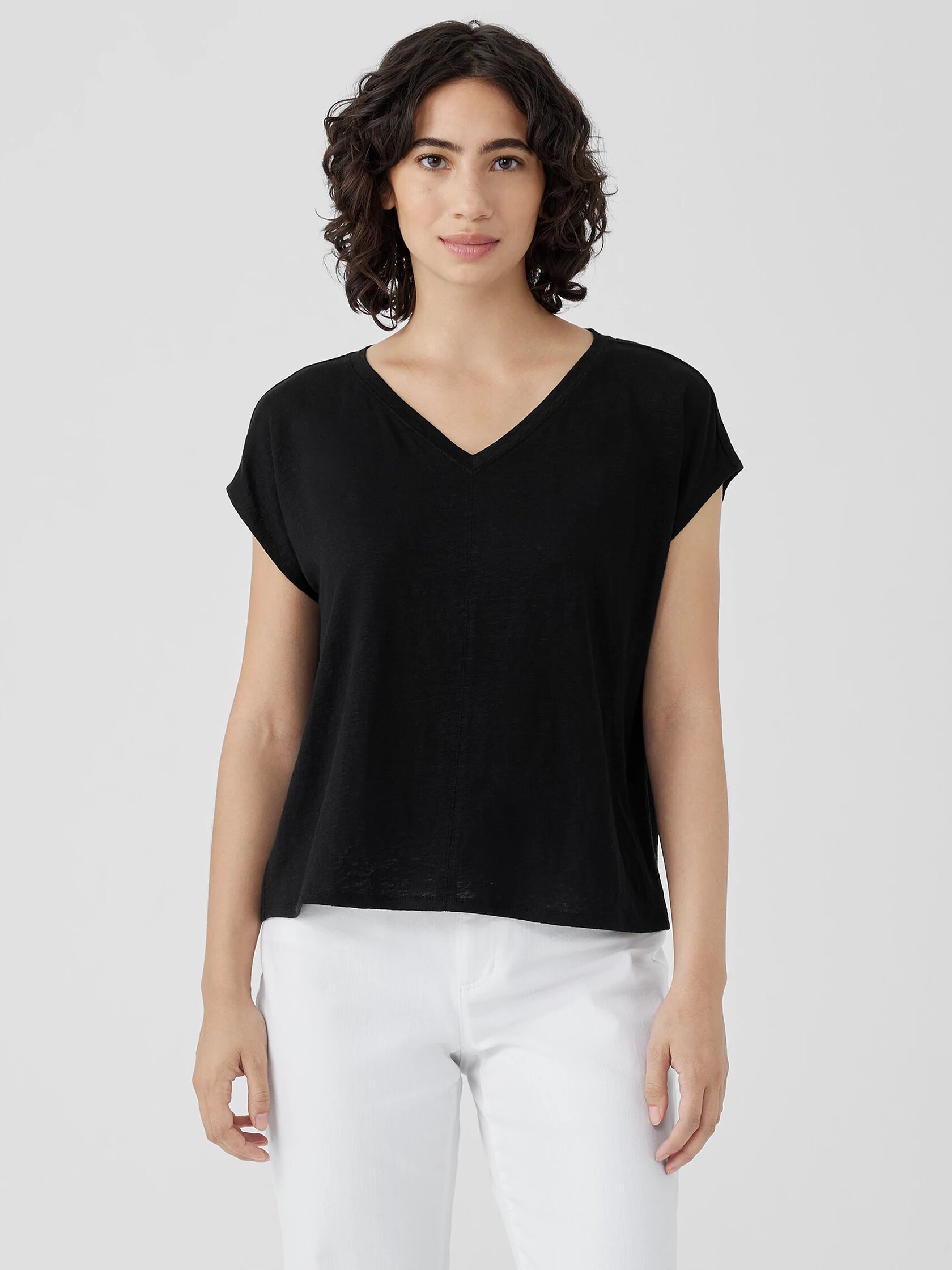 Organic Linen Jersey V-Neck Tee